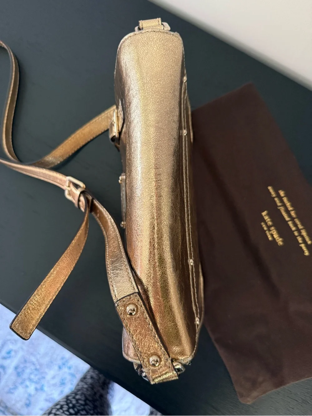 Kate Spade Metallic Flicker Scout Gold Messenger Crossbody Bag